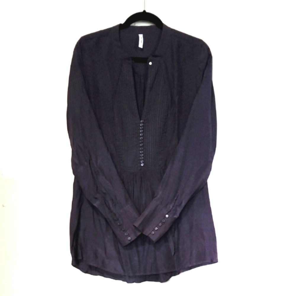 Free People Deep V-Neck Indigo Purple Blouse Size Large